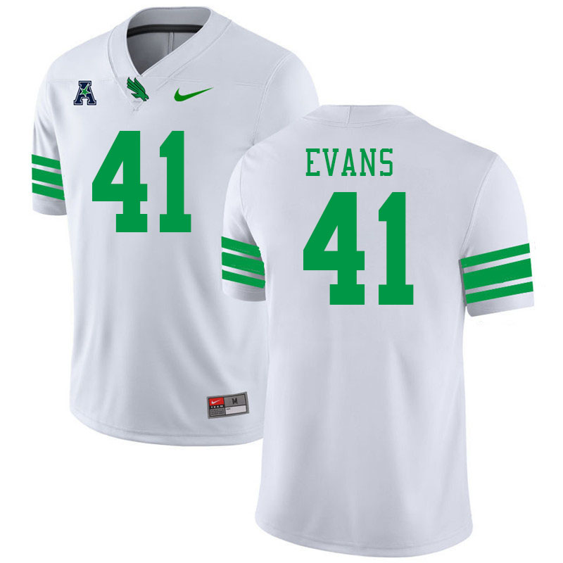 #41 Sawyer Evans North Texas Mean Green College Football Jerseys Stitched-White